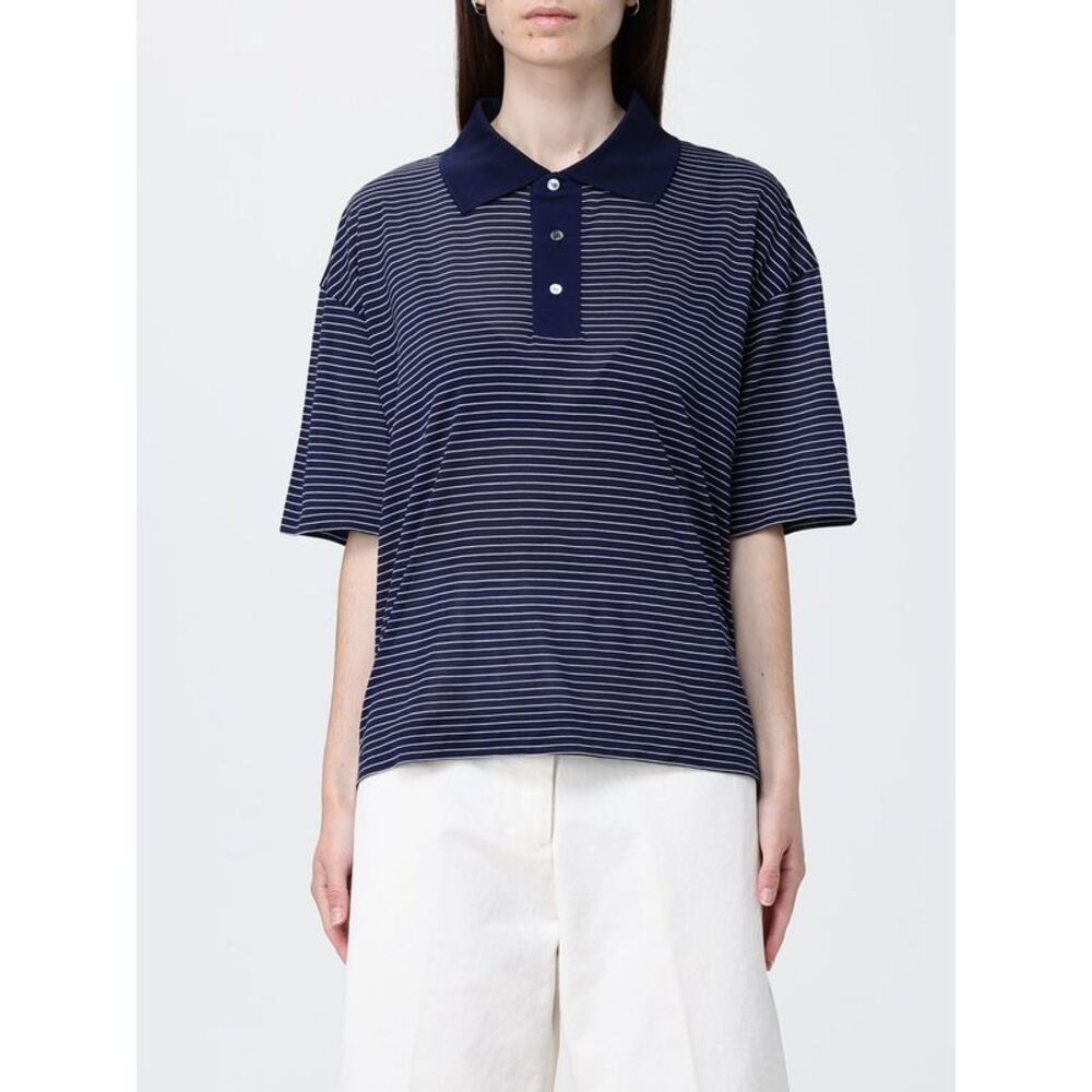 Ami Paris Women Striped Cotton Polo Shirt Ami Paris